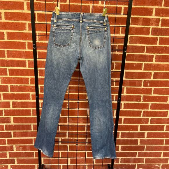 Red Valentino Double Button Straight Leg Stretch Denim Jeans, IT 44 US 6 - Picture 8 of 10